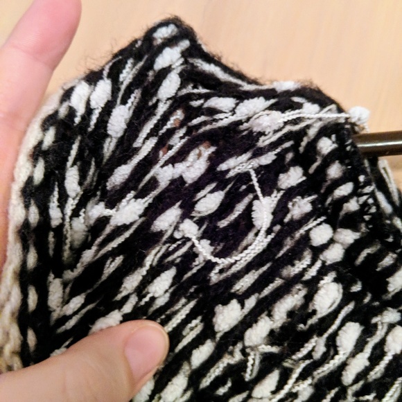 Black and White Boho Hooded Sweater! Very Cozy! - Picture 3 of 4